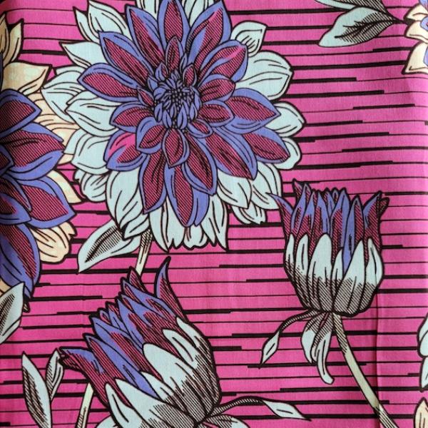 PURPLE DAHLIAS Afrikanischer Wax Print Stoff